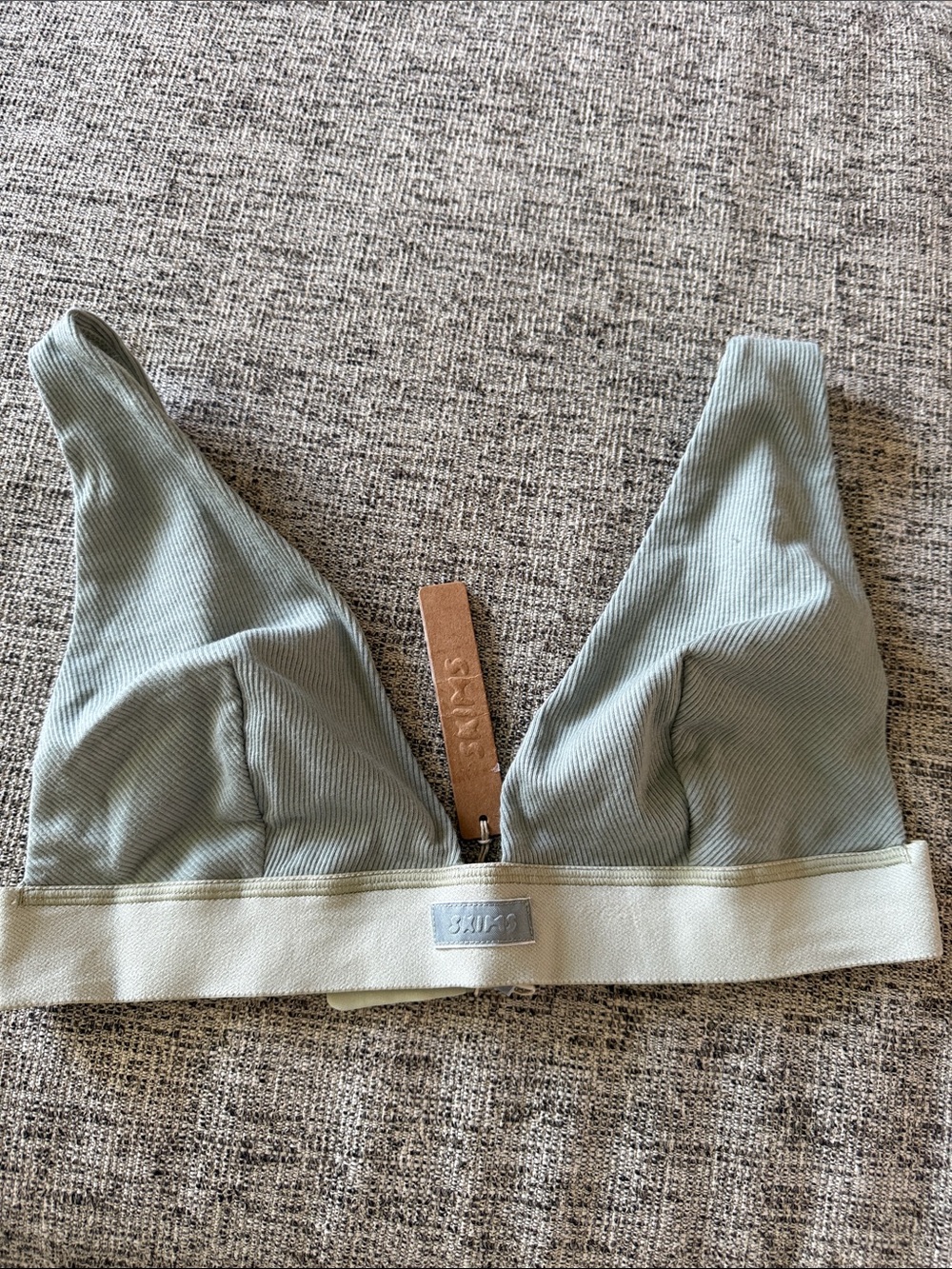Skims cotton rib plunge bralette mineral XL